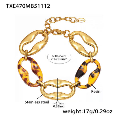 316L Stainless Steel Leopard Print Resin U-Link Jewelry - Image 7