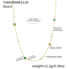 316L stainless steel long glass stone necklace 92cm for wholesale jewelry