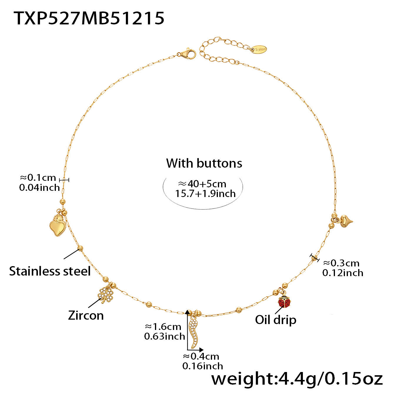 316L Stainless Steel Lucky Charm DIY Necklace & Bracelet Set | 18K PVD Gold