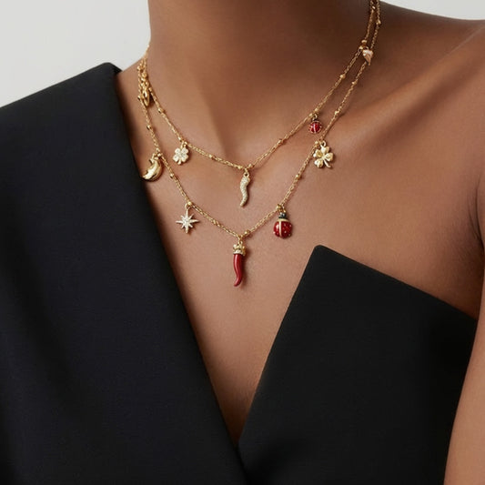 316L Stainless Steel Lucky Charm DIY Necklace & Bracelet Set | 18K PVD Gold