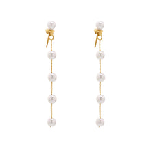 316L Stainless Steel Lustrous Faux Pearl Long Tassel Drop Earrings - Image 8