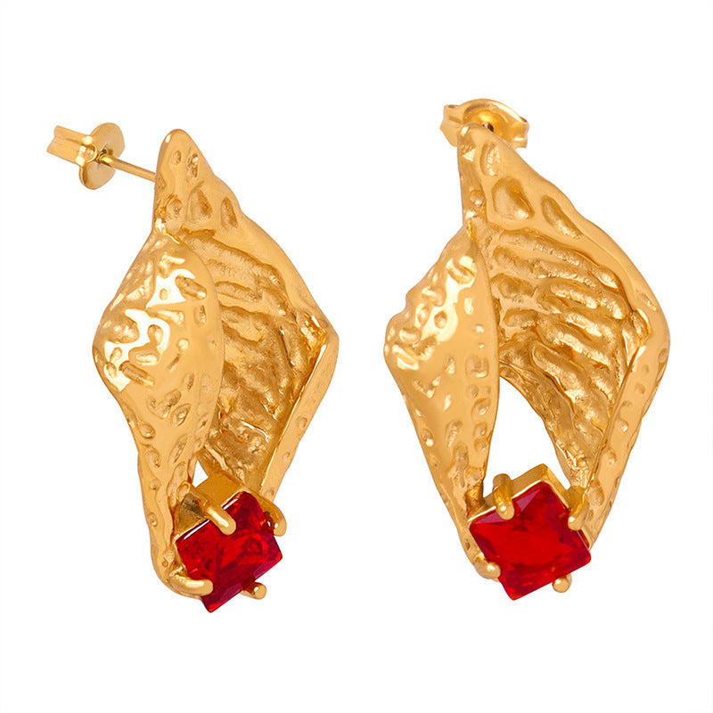 316L Stainless Steel Luxury 18K Gold Plated 5A Zircon Conch Stud Earrings - Image 7