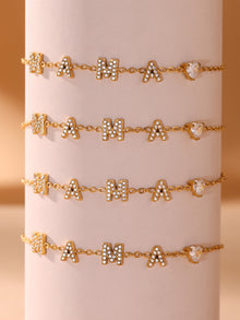 316L Stainless Steel MAMA Heart Zirconia Sparkle Necklace Bracelet Set - MAMA Heart Detail 1