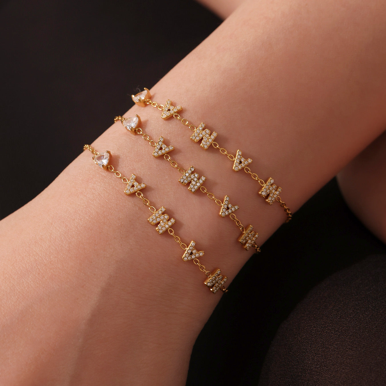 316L Stainless Steel MAMA Heart Zirconia Sparkle Necklace Bracelet Set - MAMA Heart Detail 16