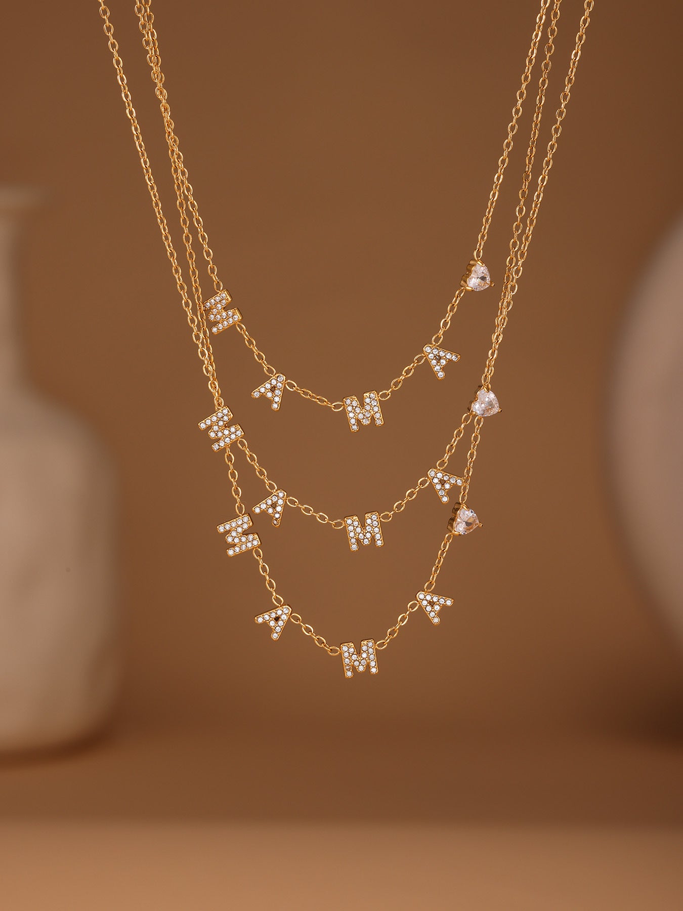 316L Stainless Steel MAMA Heart Zirconia Sparkle Necklace Bracelet Set - MAMA Heart Detail 18