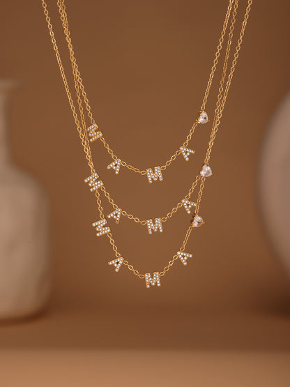 316L Stainless Steel MAMA Heart Zirconia Sparkle Necklace Bracelet Set - MAMA Heart Detail 18