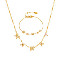 316L Stainless Steel MAMA Heart Zirconia Sparkle Necklace Bracelet Set - MAMA Heart Detail 5
