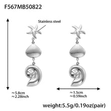 316L Stainless Steel Marine Style Conch & Starfish Statement Earrings - Image 2