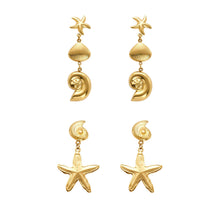 316L Stainless Steel Marine Style Conch & Starfish Statement Earrings - Image 9