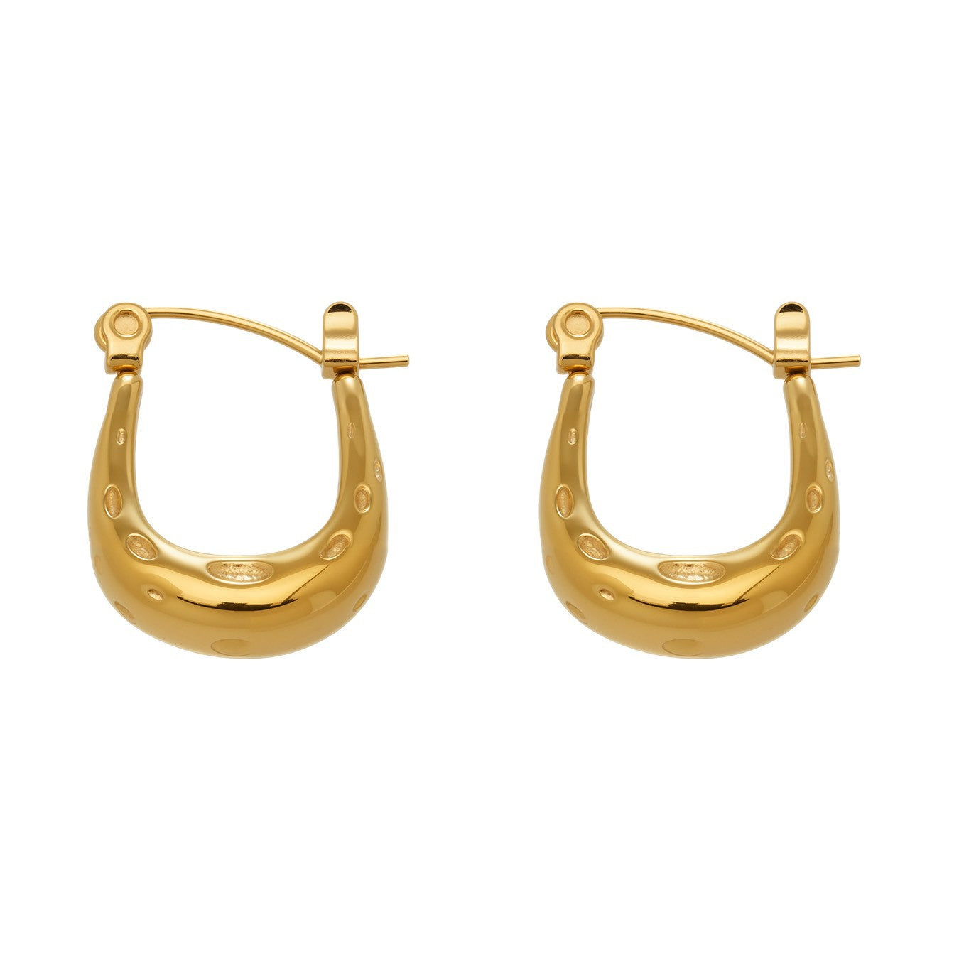316L Stainless Steel Matte Hammered Texture Elegant Hoop Earrings - Image 1