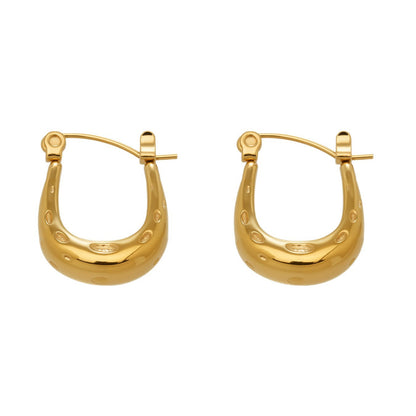 316L Stainless Steel Matte Hammered Texture Elegant Hoop Earrings - Image 1