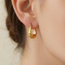 316L Stainless Steel Matte Hammered Texture Elegant Hoop Earrings - Image 3