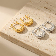 316L Stainless Steel Matte Hammered Texture Elegant Hoop Earrings - Image 7
