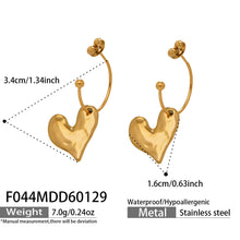 316L Stainless Steel Matte Heart Dangle Earrings - Image 3