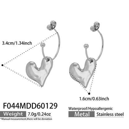 316L Stainless Steel Matte Heart Dangle Earrings - Image 6