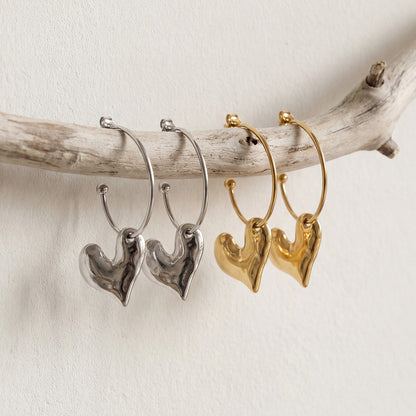 316L Stainless Steel Matte Heart Dangle Earrings - Image 7