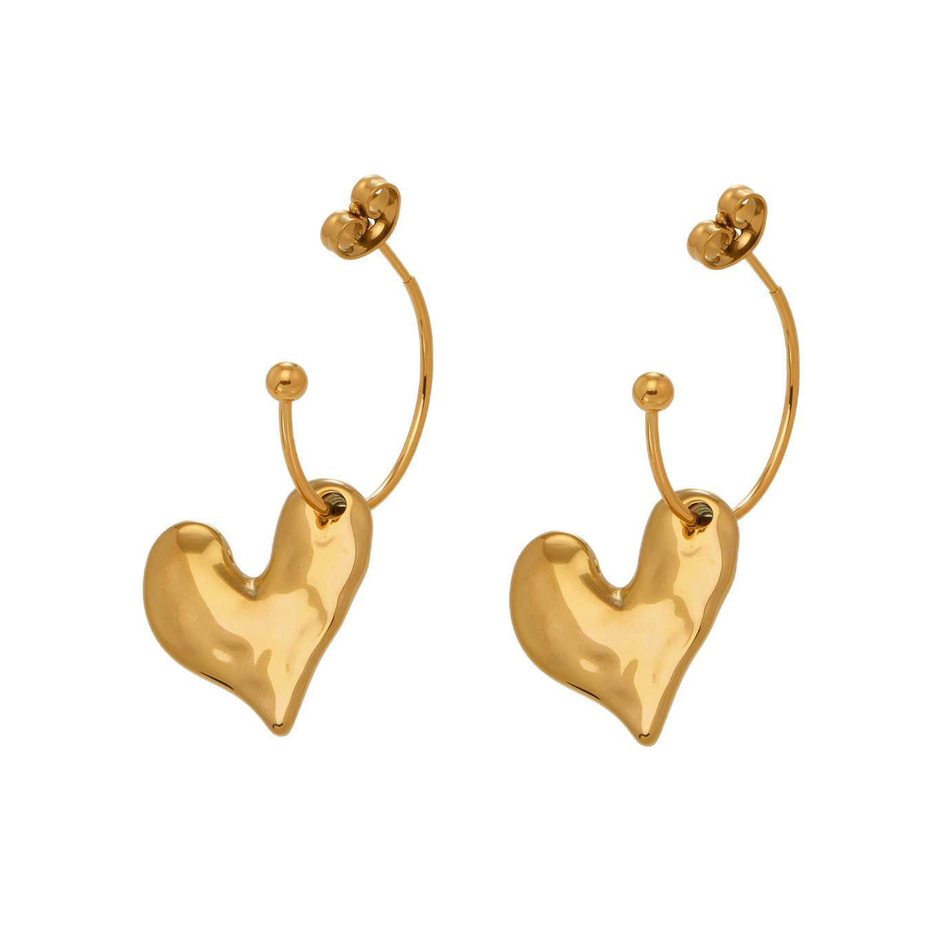 316L Stainless Steel Matte Heart Dangle Earrings - Image 8