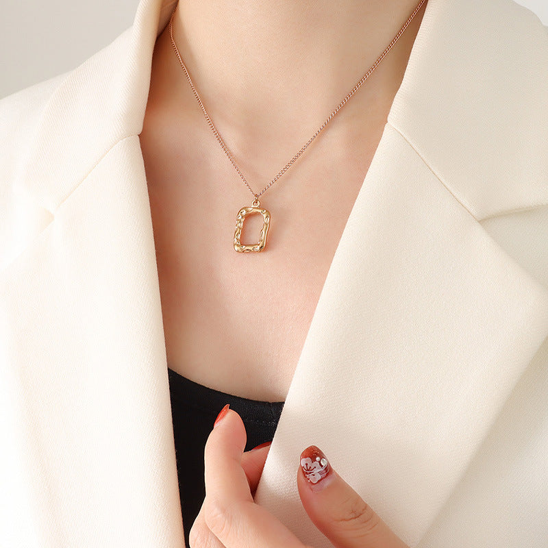 316L Stainless Steel Minimalist Geometric Heart Pendant Necklace - Image 1