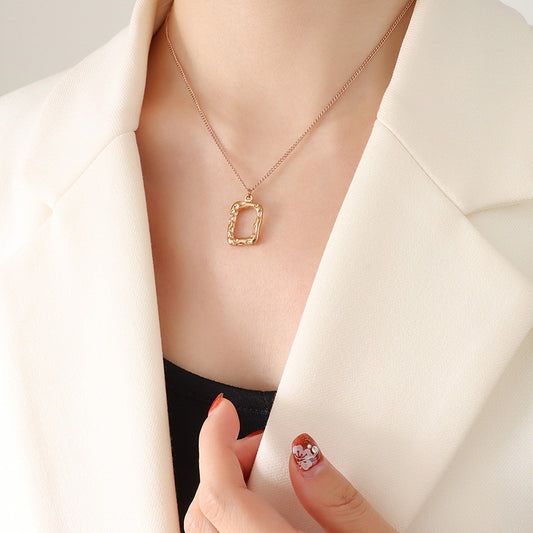 316L Stainless Steel Minimalist Geometric Heart Pendant Necklace - Image 1