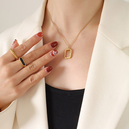 316L Stainless Steel Minimalist Geometric Heart Pendant Necklace - Image 8