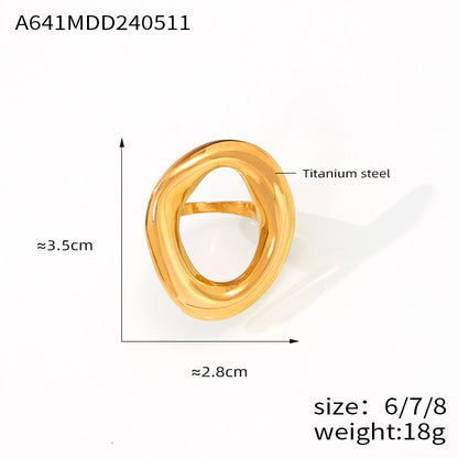 316L Stainless Steel Minimalist Geometric Irregular Hollow Ring - Image 4