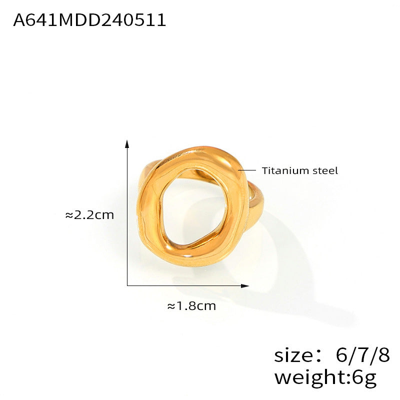 316L Stainless Steel Minimalist Geometric Irregular Hollow Ring - Image 5