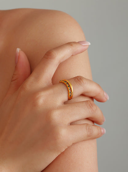 316L Stainless Steel Minimalist Green Zircon Ring - Image 10