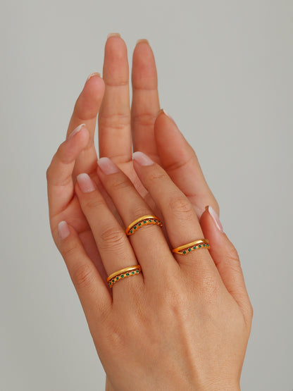 316L Stainless Steel Minimalist Green Zircon Ring - Image 2