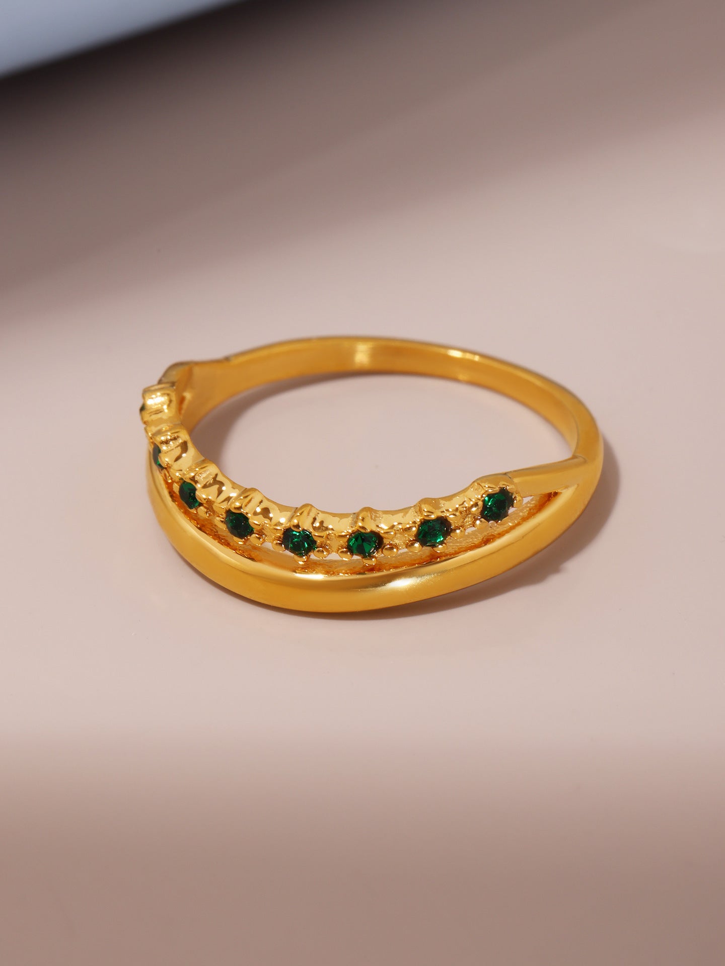 316L Stainless Steel Minimalist Green Zircon Ring - Image 3