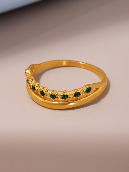 316L Stainless Steel Minimalist Green Zircon Ring - Image 3