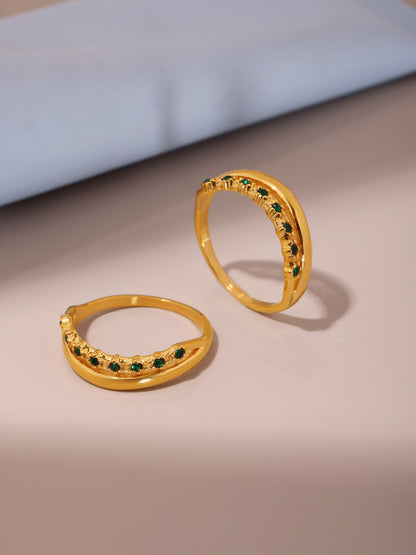 316L Stainless Steel Minimalist Green Zircon Ring - Image 5