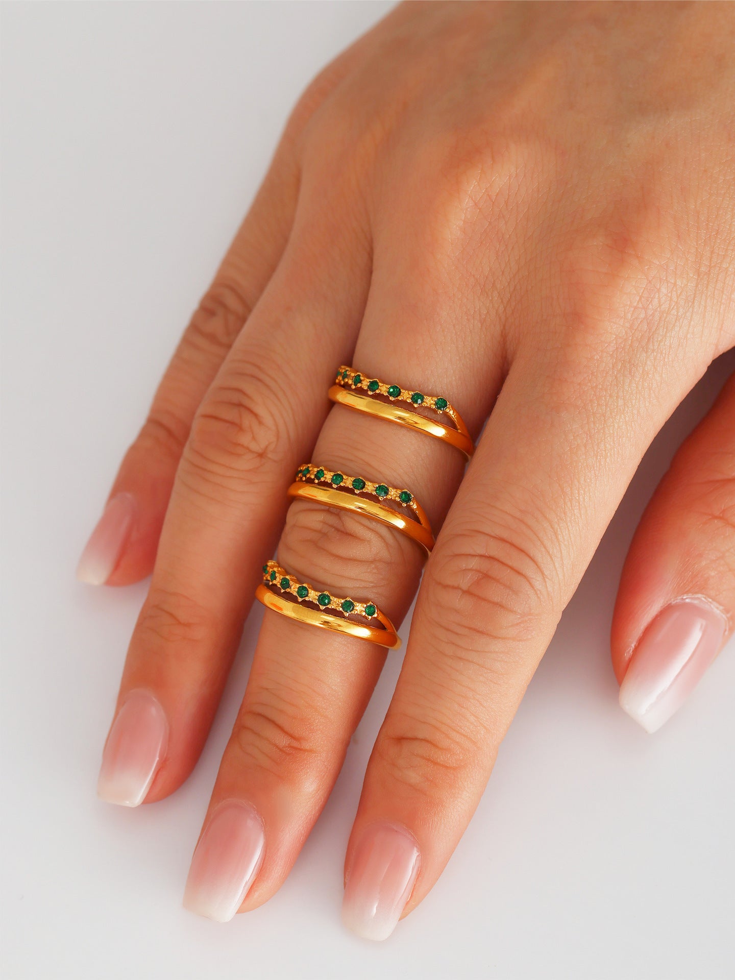 316L Stainless Steel Minimalist Green Zircon Ring - Image 7