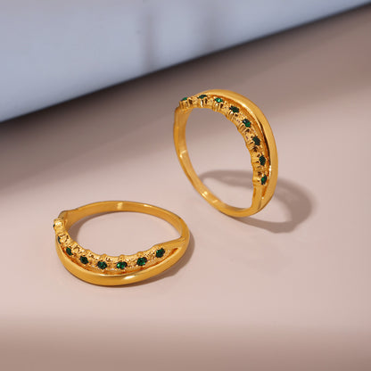 316L Stainless Steel Minimalist Green Zircon Ring - Image 9