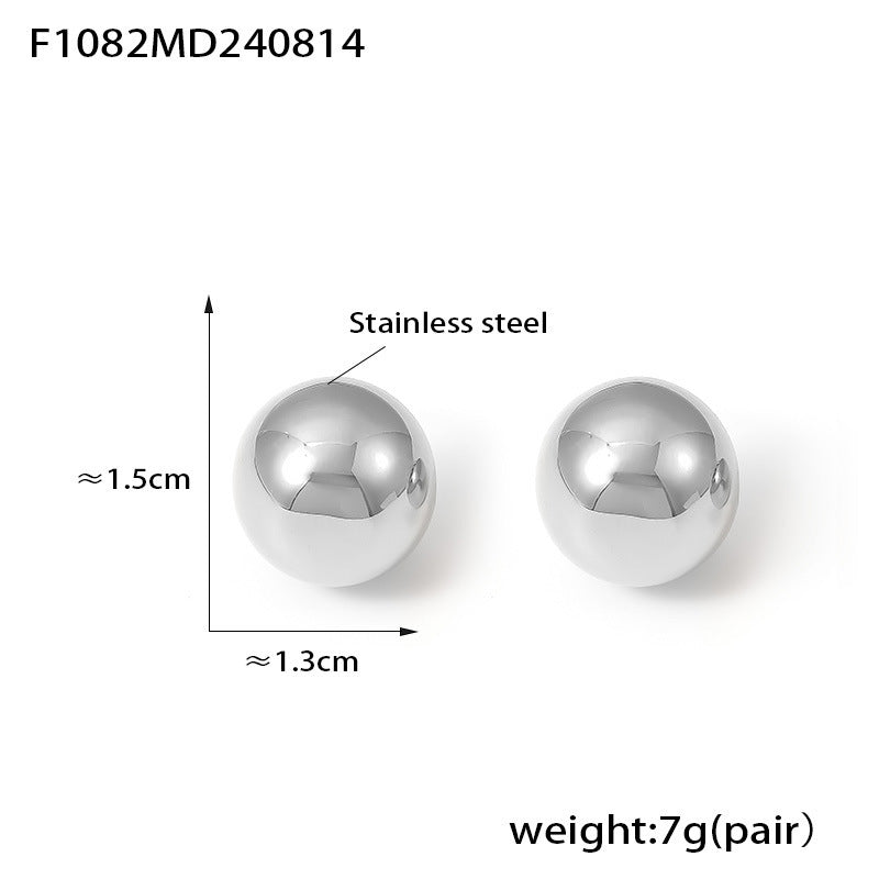 316L Stainless Steel Minimalist Half-Round Hollow Ball Earrings - Image 4
