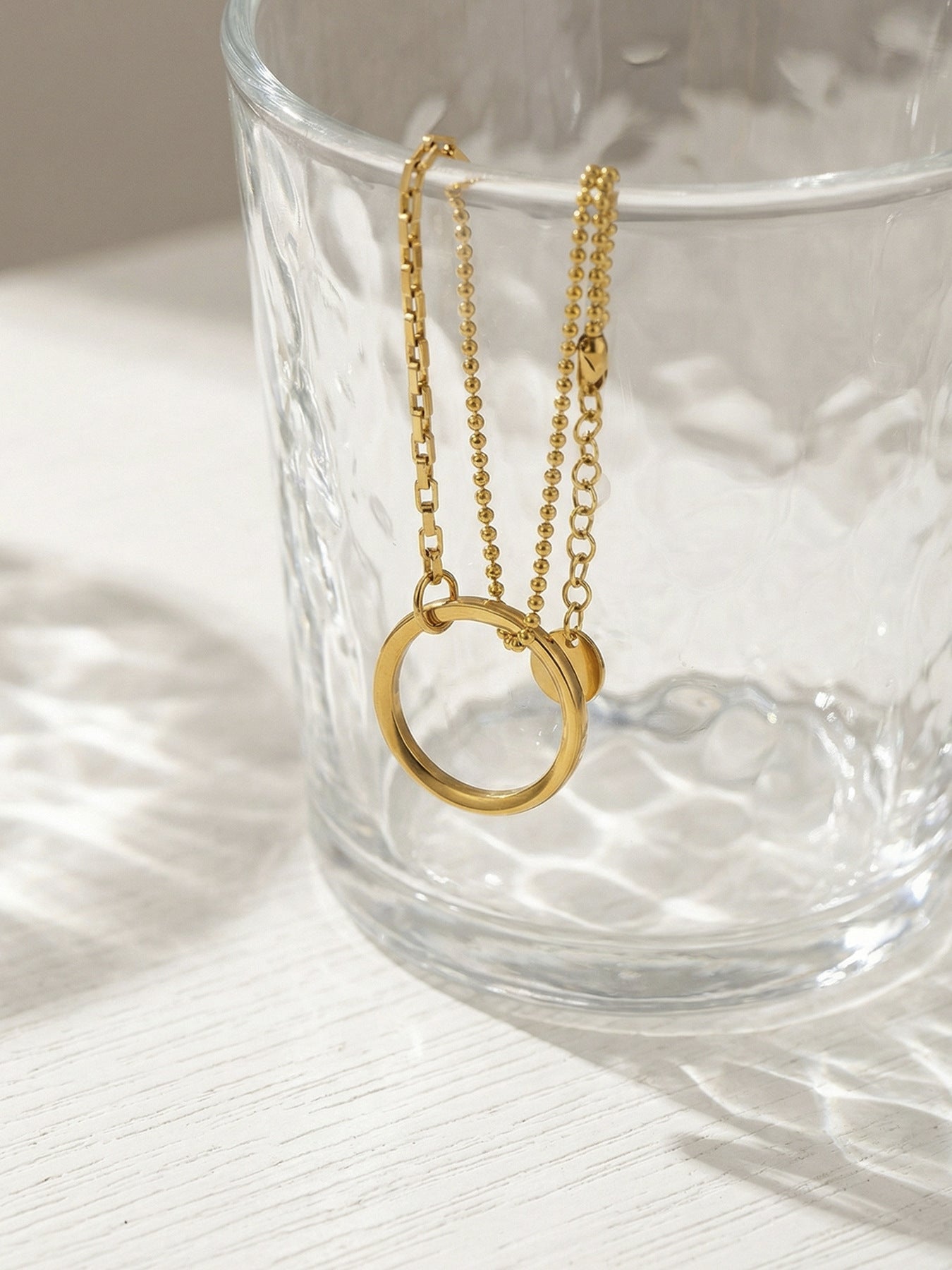 316L Stainless Steel Minimalist Interlocking Circle Bead Chain Bracelet - Image 1