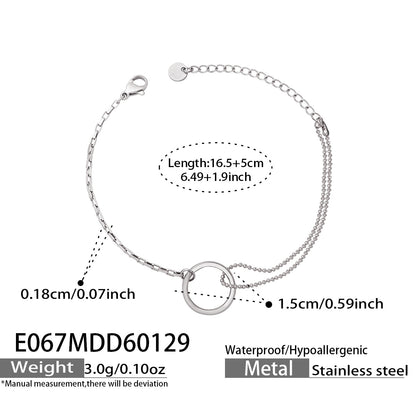 316L Stainless Steel Minimalist Interlocking Circle Bead Chain Bracelet - Image 10