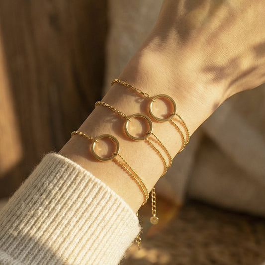 316L Stainless Steel Minimalist Interlocking Circle Bead Chain Bracelet - Image 2