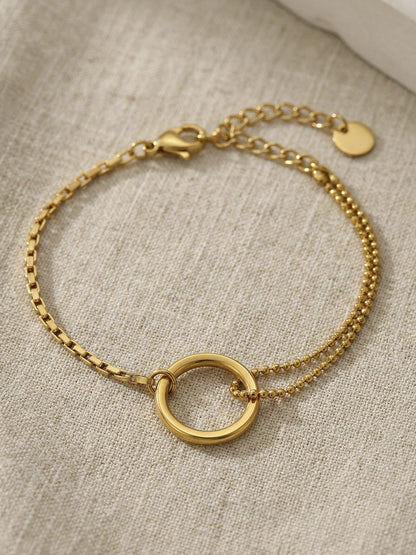 316L Stainless Steel Minimalist Interlocking Circle Bead Chain Bracelet - Image 4