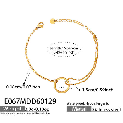 316L Stainless Steel Minimalist Interlocking Circle Bead Chain Bracelet - Image 5