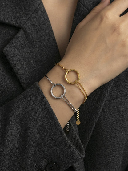 316L Stainless Steel Minimalist Interlocking Circle Bead Chain Bracelet - Image 7