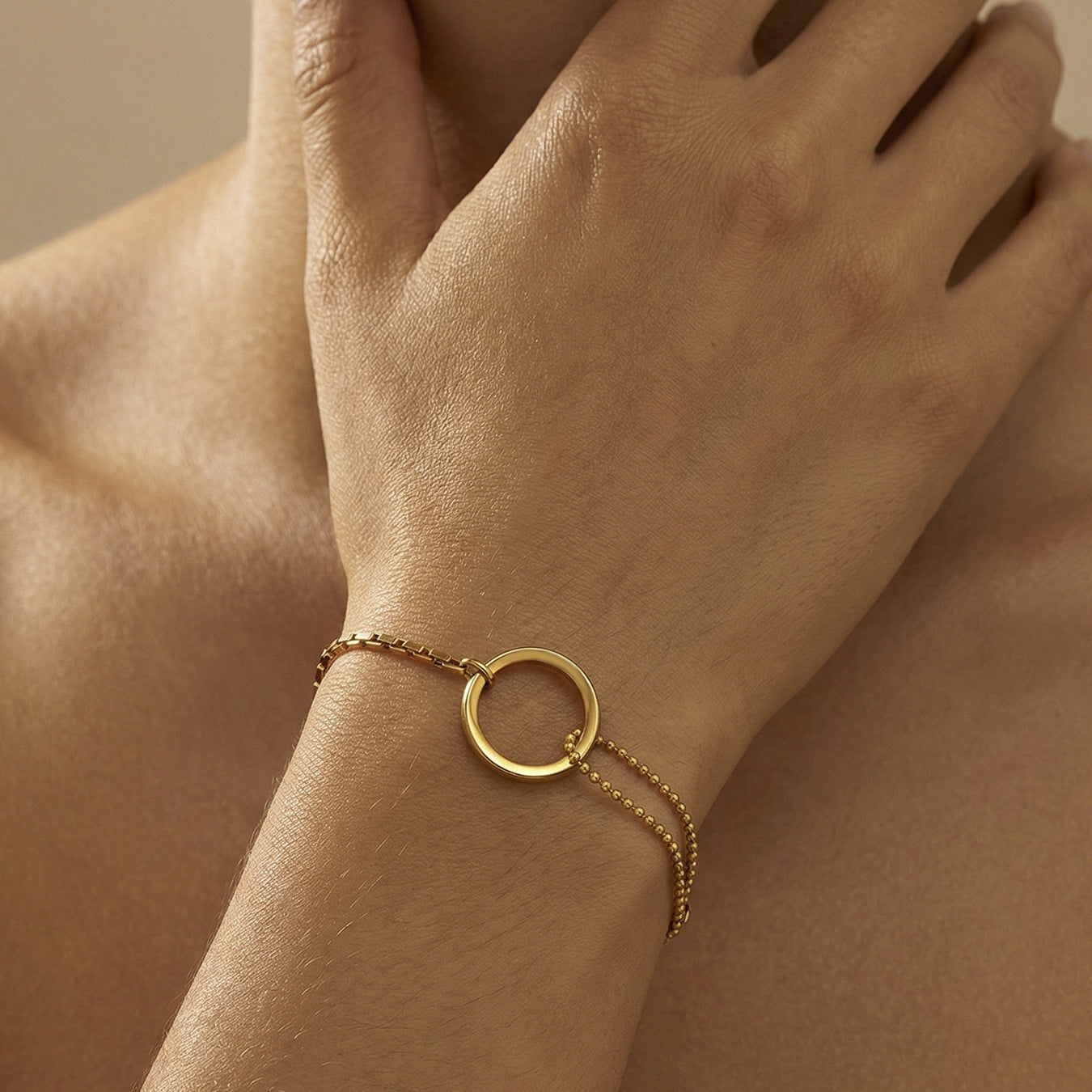 316L Stainless Steel Minimalist Interlocking Circle Bead Chain Bracelet - Image 8