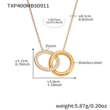316L Stainless Steel Minimalist Interlocking Double Ring Zircon Pave Bracelet & Necklace - Geometric Interlocking Rings with Zircon Pave Detail 14