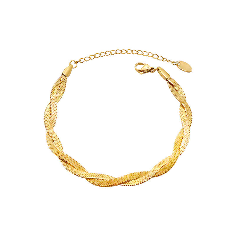 316L Stainless Steel Minimalist Intertwined Blade Chain Bracelet - Image 7