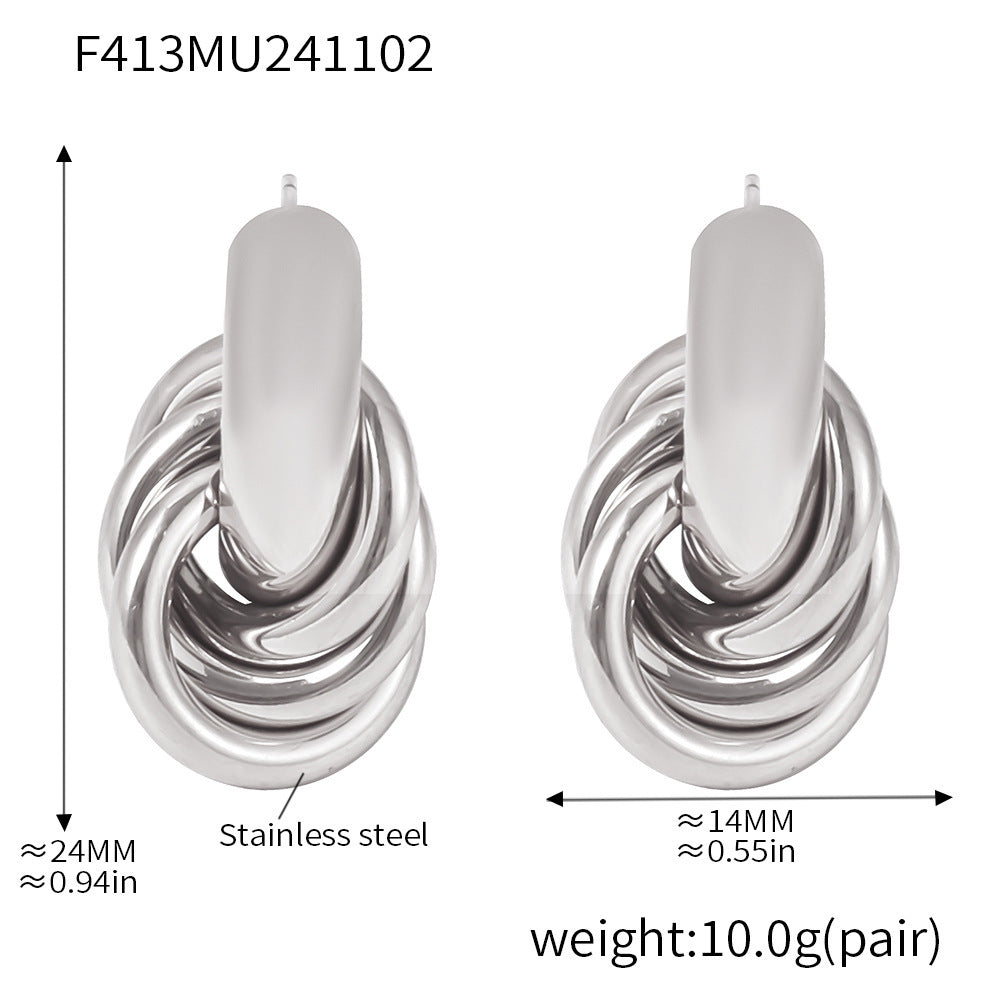 316L Stainless Steel Minimalist Intertwined Circle Stud Earrings - Image 1