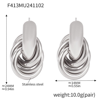 316L Stainless Steel Minimalist Intertwined Circle Stud Earrings - Image 1