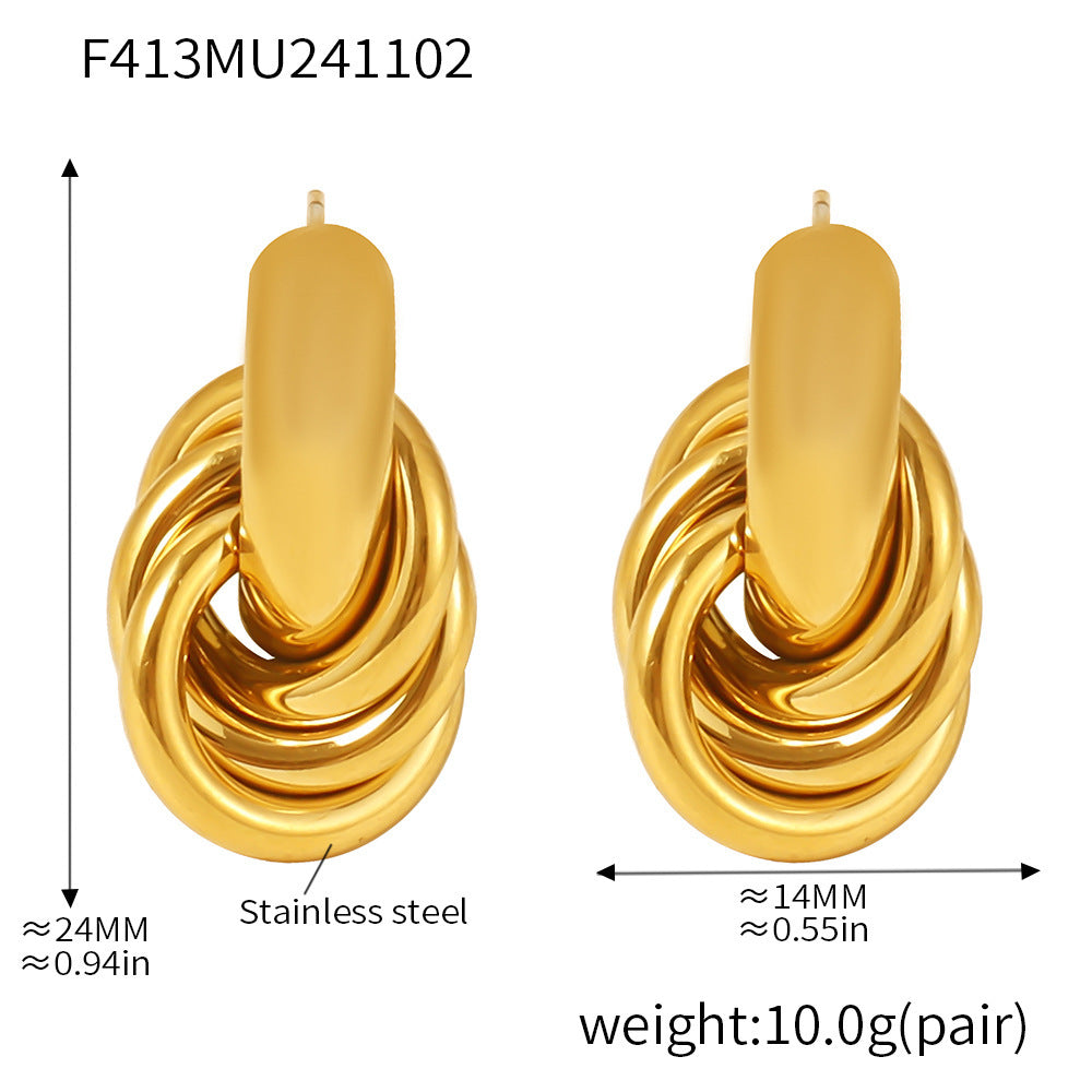 316L stainless steel Minimalist Intertwined Circle Stud Earrings color option display for wholesale earrings buyers