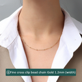 Gold / Thin Cross Beaded Chain 40cm + 5cm Extender