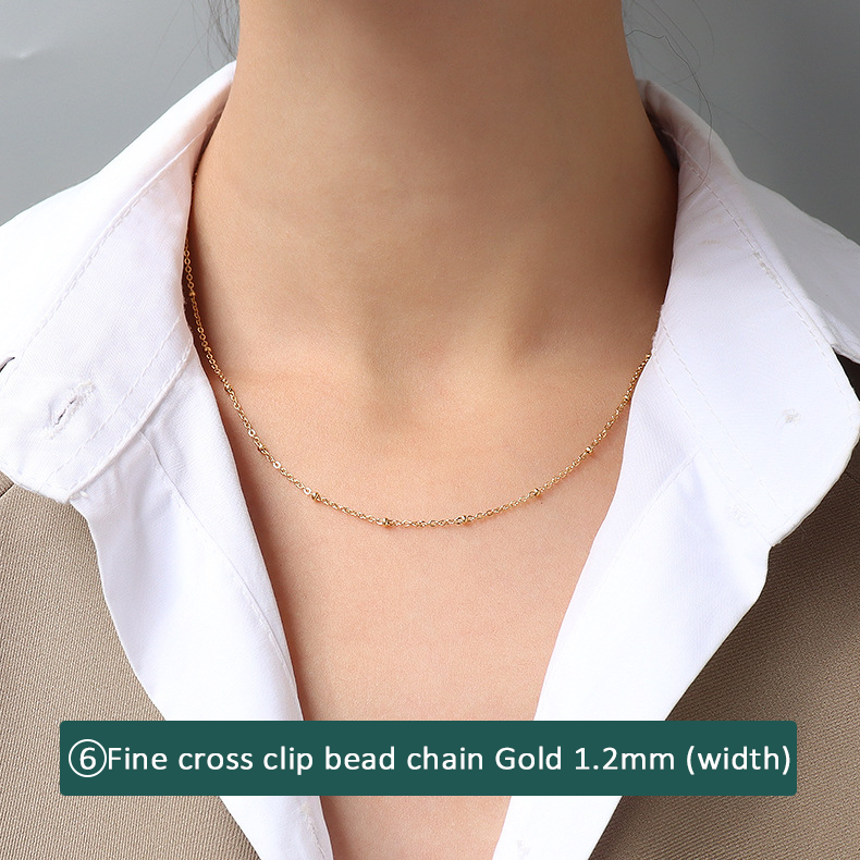 316L stainless steel 18K Gold Plated Minimalist Layering Chain Necklaces side detail view for wholesale necklace buyers