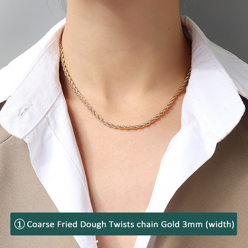 316L stainless steel 18K Gold Plated Minimalist Layering Chain Necklaces side detail view for wholesale necklace buyers