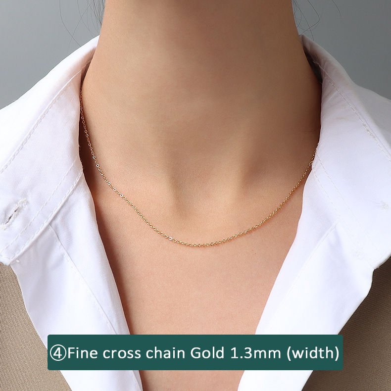 316L stainless steel 18K Gold Plated Minimalist Layering Chain Necklaces modeled styling view for wholesale necklace buyers